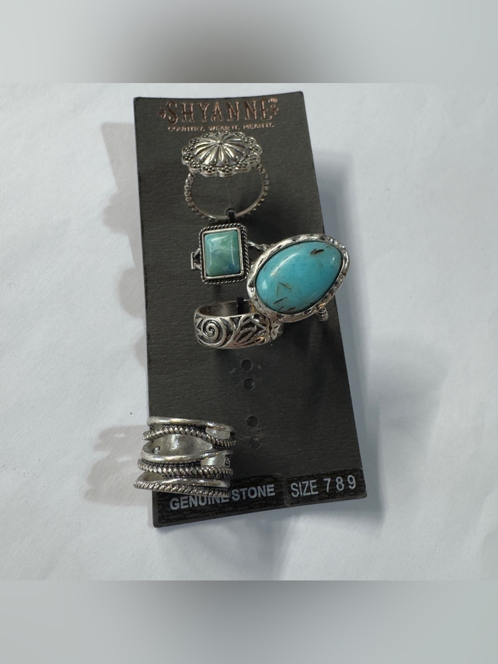 Shyanne Turquoise and Silver Tone Mixed Ring Set